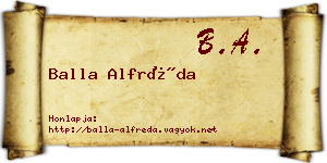 Balla Alfréda névjegykártya